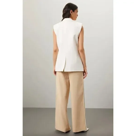 Endless Rose Off White Linen Oversized Vest Blazer Sz M - Picture 3 of 9